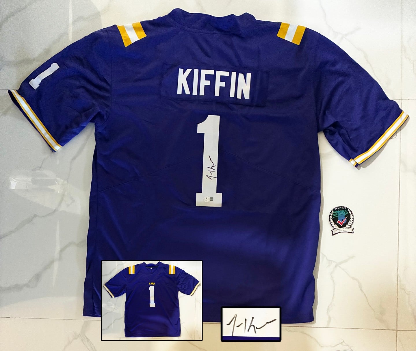 Lane Kiffin Signed Jersey LSU Tigers Beckett BAS 1
