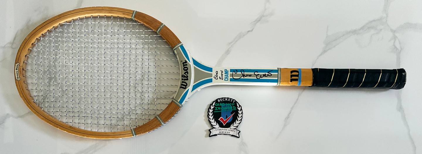 Chris Evert Signed Tennis Racquet Beckett BAS 3