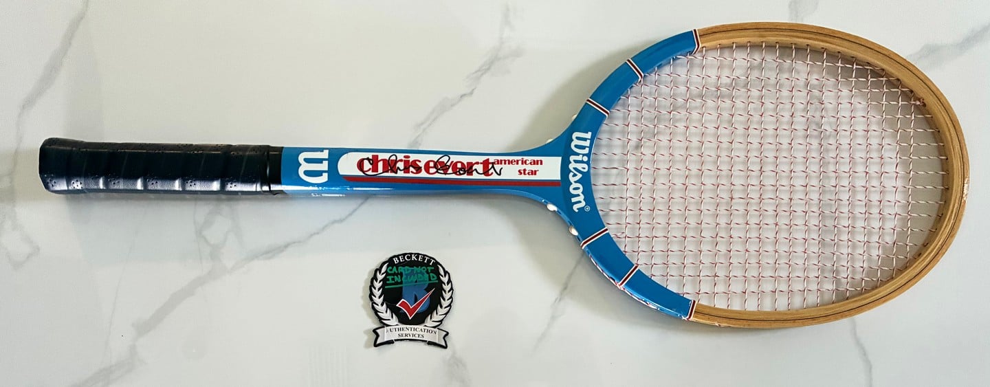Chris Evert Signed Tennis Racquet Beckett BAS 5