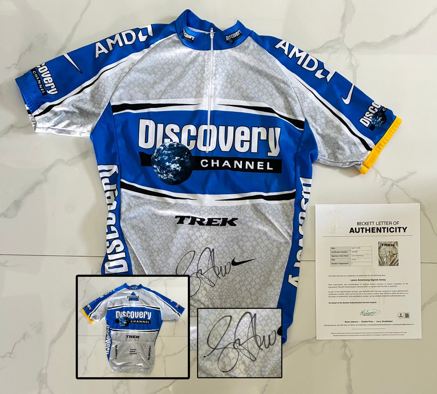 Lance Armstrong Signed Jersey Tour de France Beckett BAS