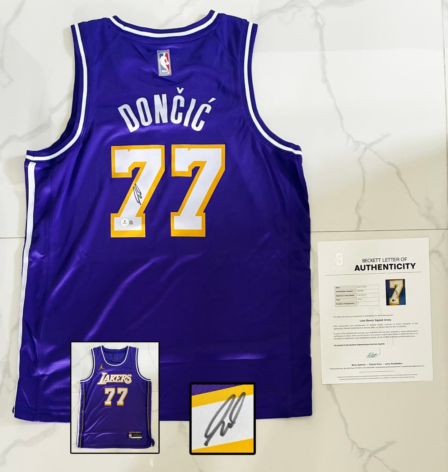 Luka Doncic Signed Jersey Los Angeles Lakers Beckett BAS