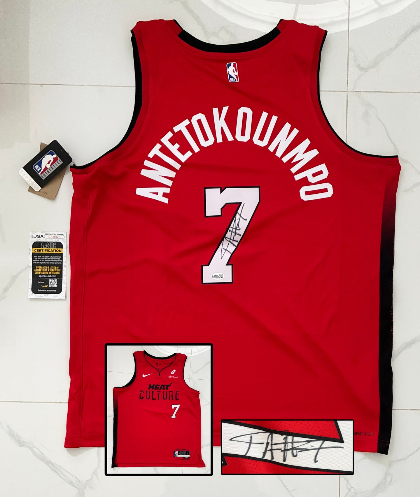 Giannis Antetokounmpo Signed Jersey Authentic Miami Heat JSA