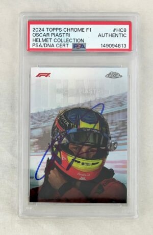 Oscar Piastri Signed Card 2024 Topps Chrome Helmet Collection #HC8 PSA/DNA