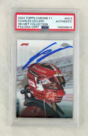 Charles Leclerc Signed Card 2024 Topps Chrome Helmet Collection #HC3 PSA/DNA