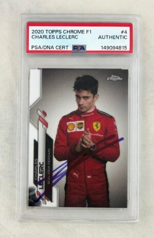 Charles Leclerc Rookie Signed Card 2020 Topps Chrome F1 #4 PSA/DNA