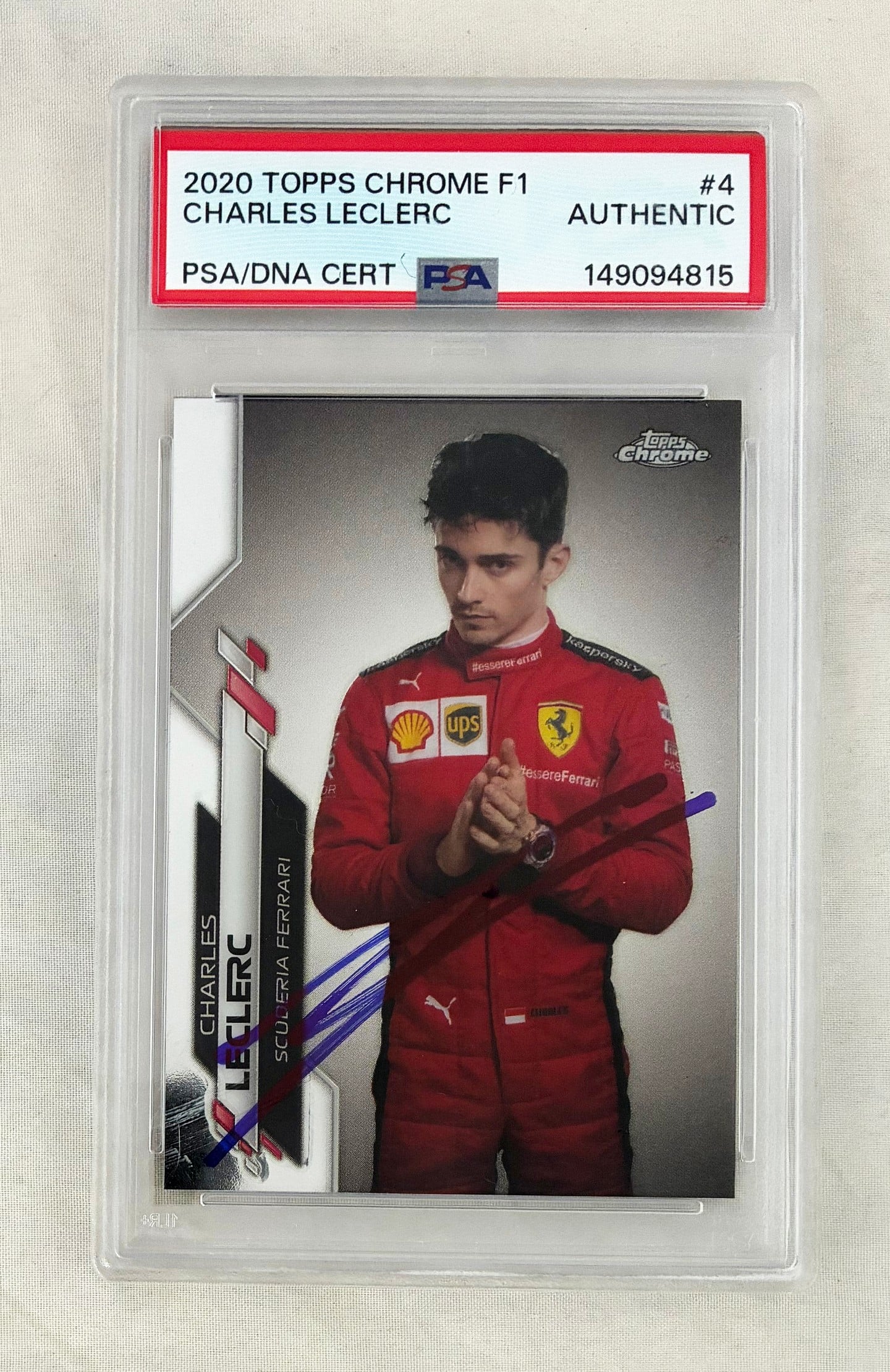 Charles Leclerc Rookie Signed Card 2020 Topps Chrome F1 #4 PSA/DNA