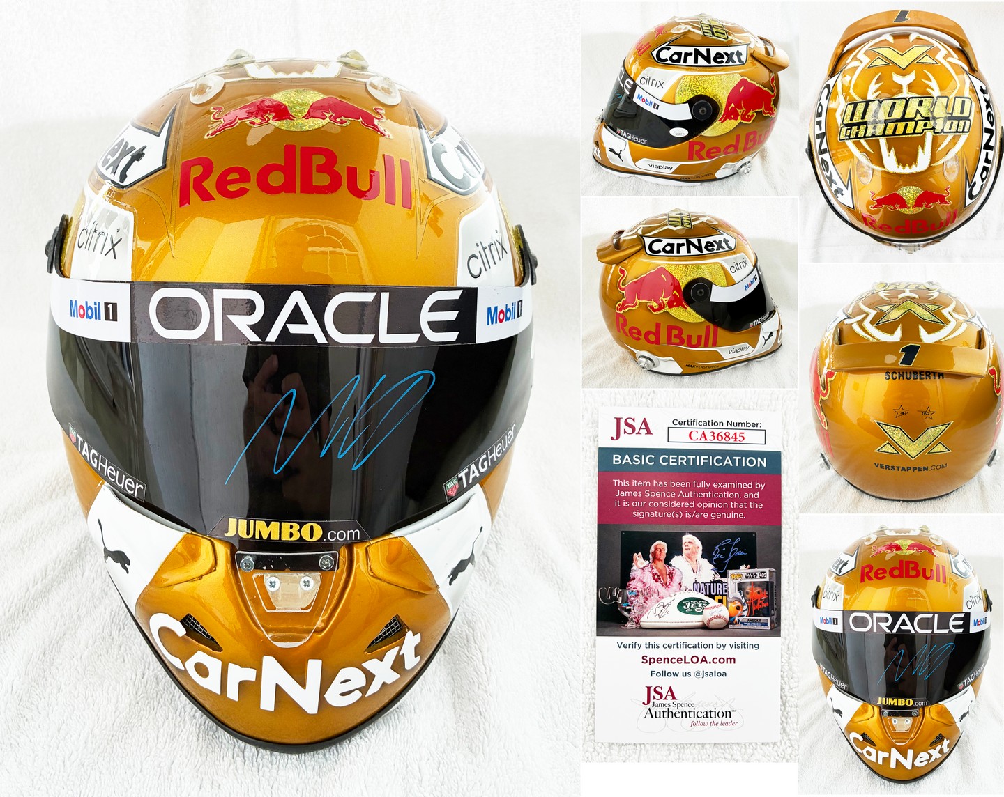 Max Verstappen Signed Helmet 1:1 Full Size 2022 World Champion Red Bull F1 JSA