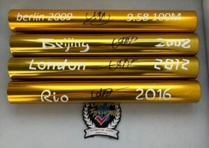 Usain Bolt Signed Baton Set 9.58 WR 2008 Beijing 2012 London 2016 Rio Olympics Beckett BAS 3