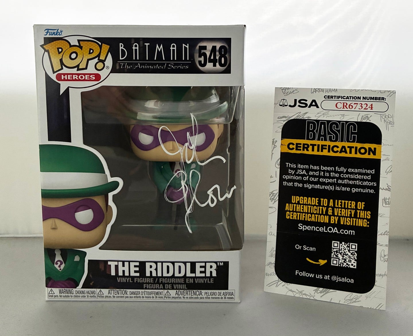 John Glover Signed Funko Pop Riddler Batman Animated Series JSA 1
