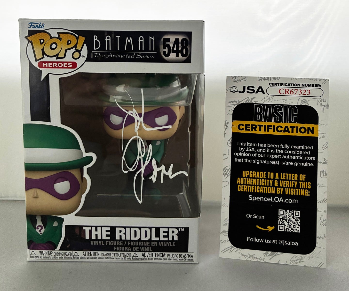John Glover Signed Funko Pop Riddler Batman Animated Series JSA 2