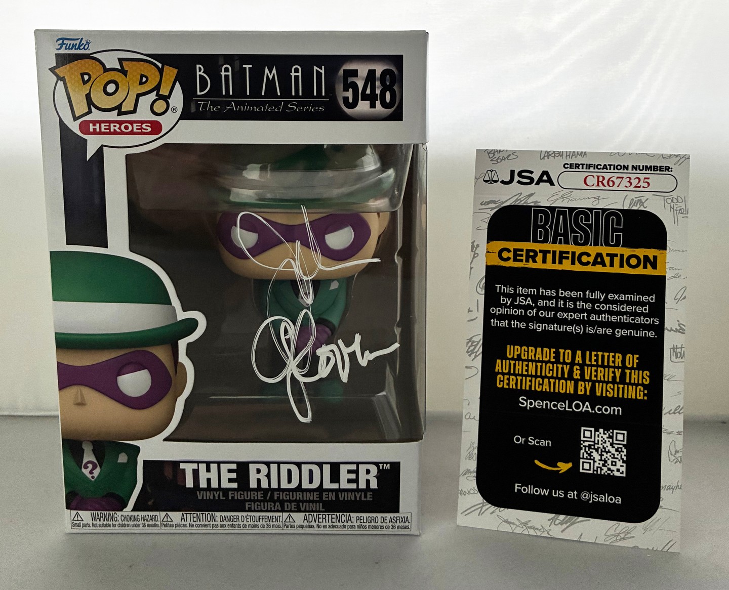 John Glover Signed Funko Pop Riddler Batman Animated Series JSA 3