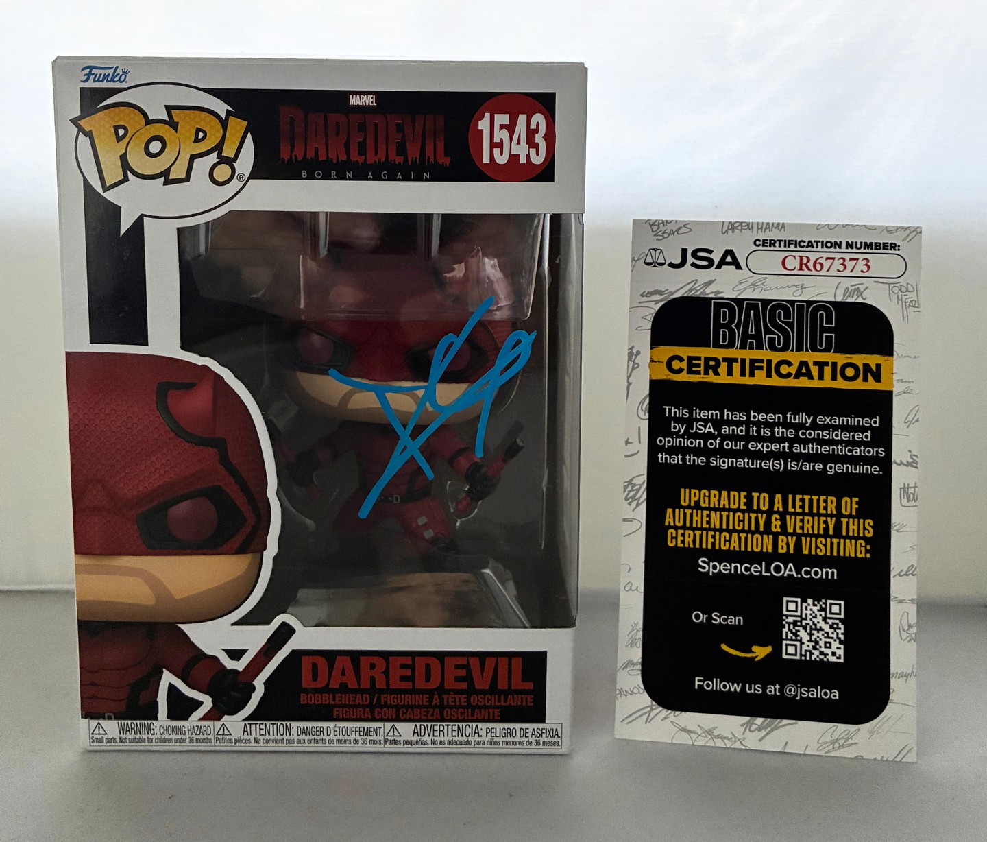 Charlie Cox Signed Funko Pop Daredevil JSA