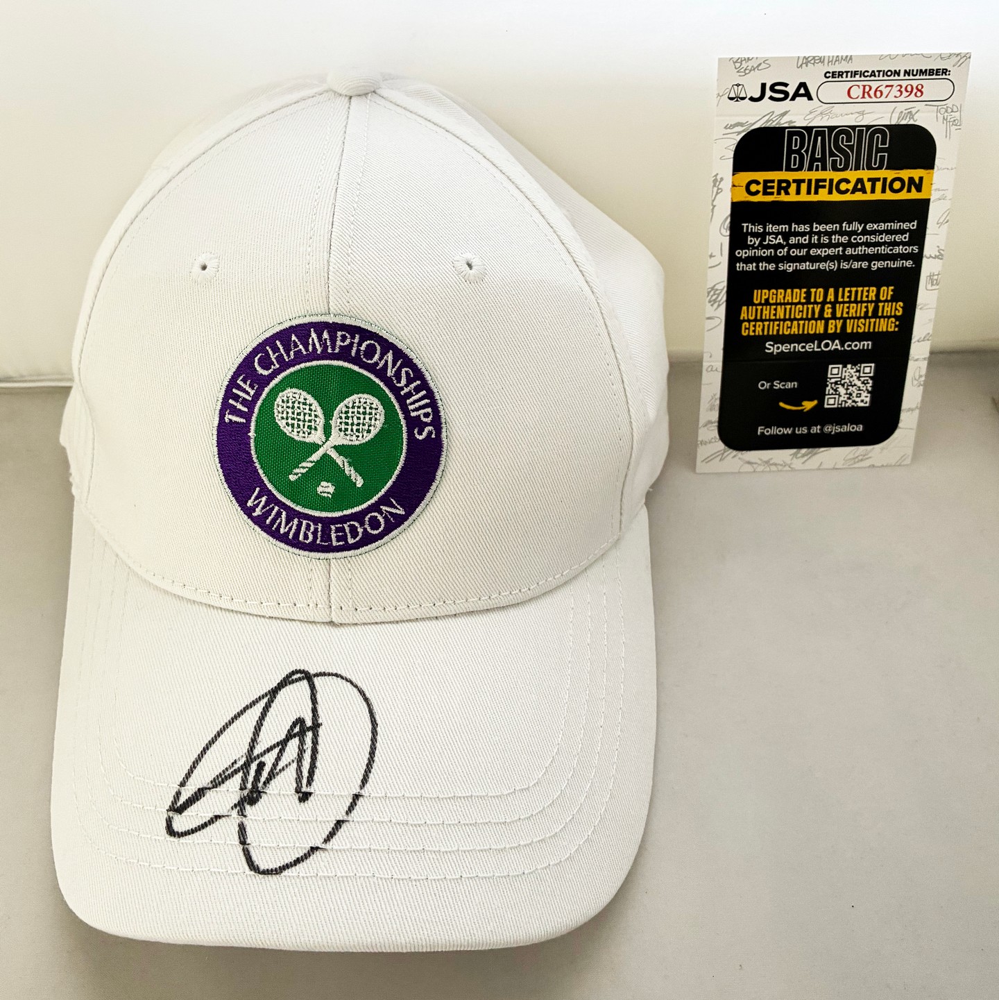 Novak Djokovic Signed Hat Wimbledon Champion JSA 1