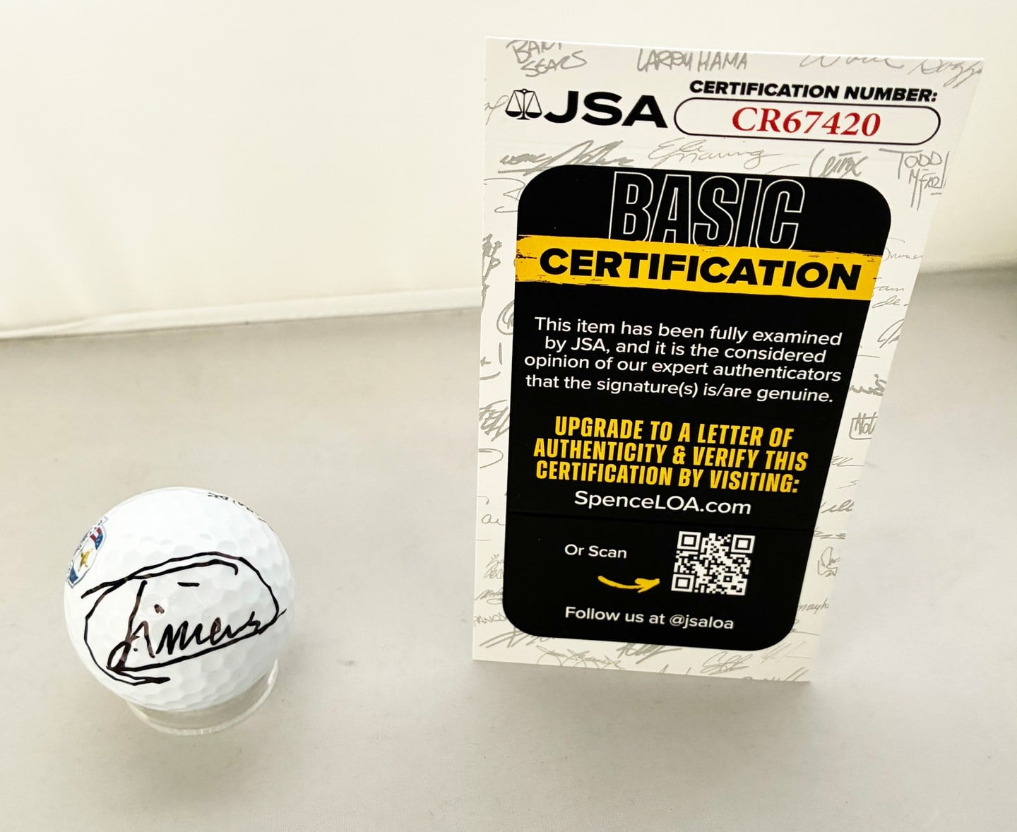 Miguel Angel Jimenez Signed Golf Ball JSA