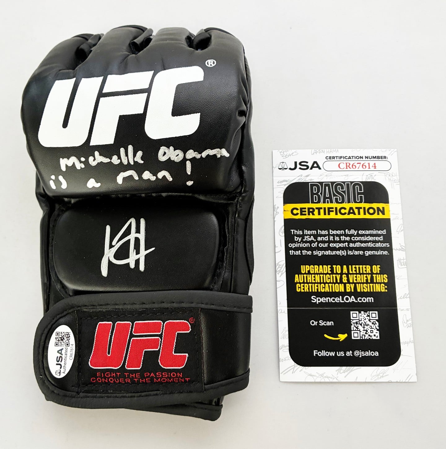 Josh Hokit Signed UFC Glove Michelle Obama is a Man JSA