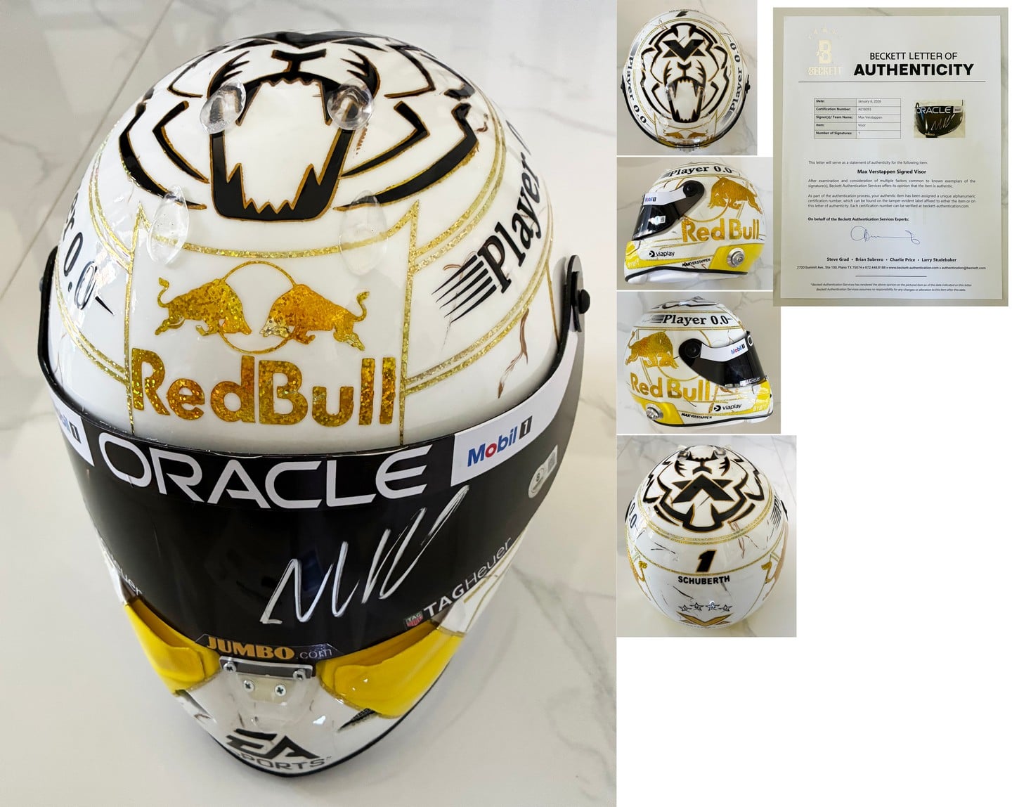 Max Verstappen Signed Helmet 1:1 Full Size 2024 World Champion Red Bull F1 Beckett