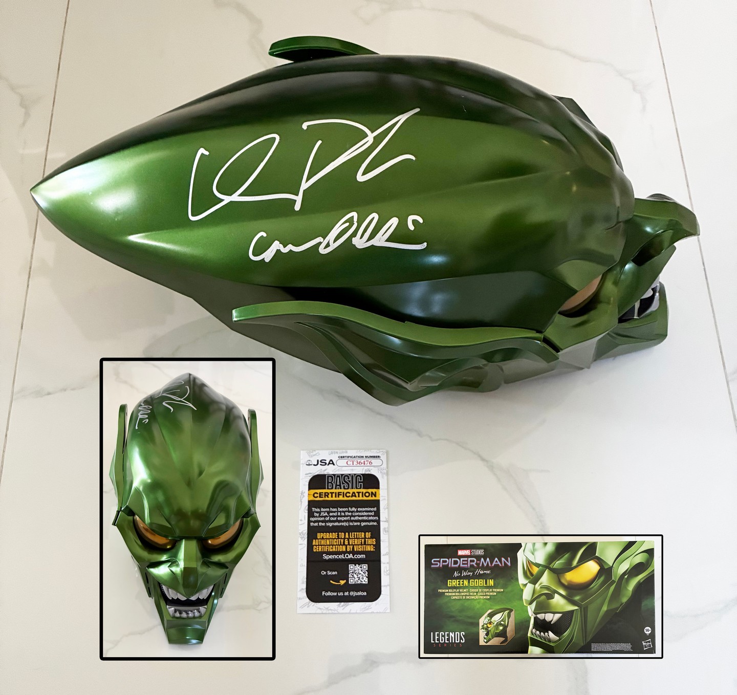 Willem Dafoe Signed Mask Marvel Legends Green Goblin JSA